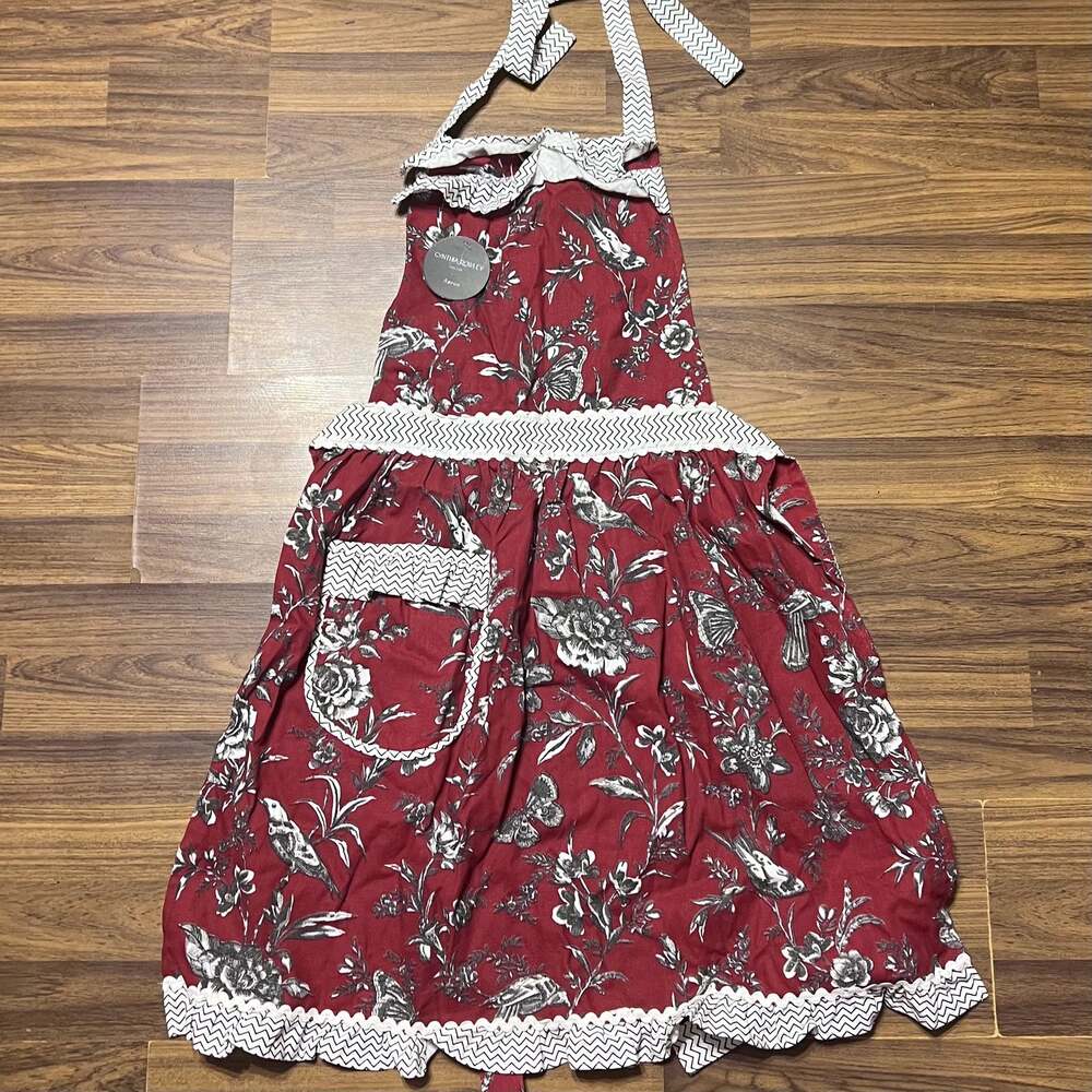 Cynthia Rowley New York Floral Print Apron with Chevron Trim